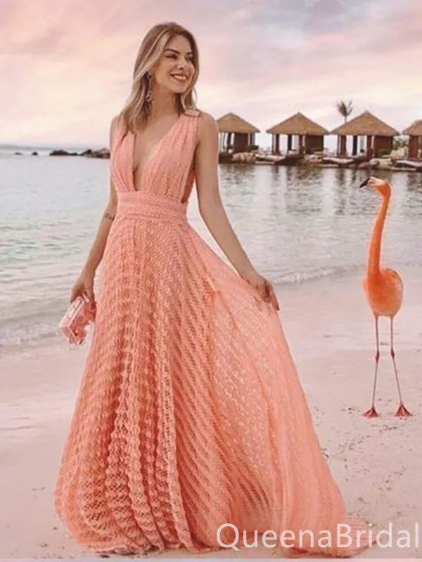Plunging A-line Evening Gown Maxi Long Evening Party Prom Dresses,WGP1182