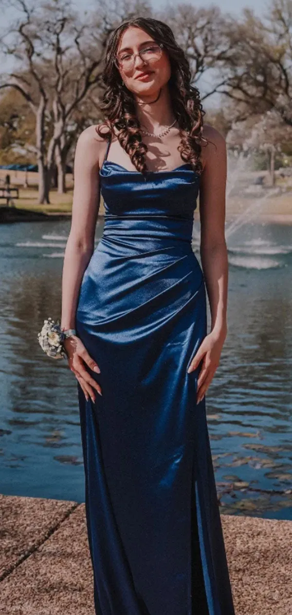 Popular Blue Spaghetti Straps Long Formal Gown to Impress,WGP1895