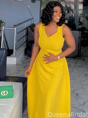Popular Yellow A-line Spaghetti Straps Long Formal Gown to Impress,WGP1957