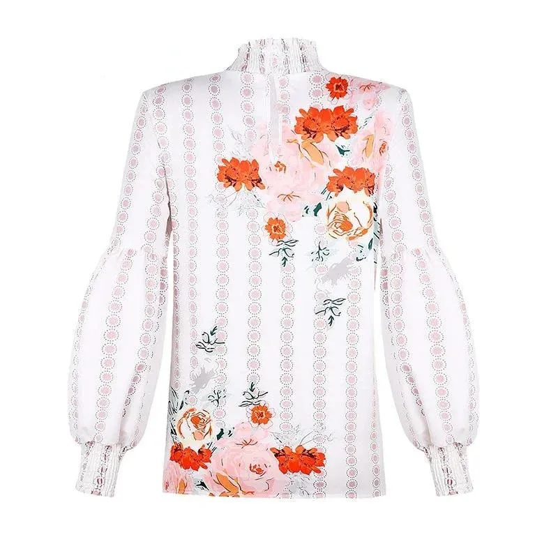 Printed Floral Korean Office Lady Blusas Blouse