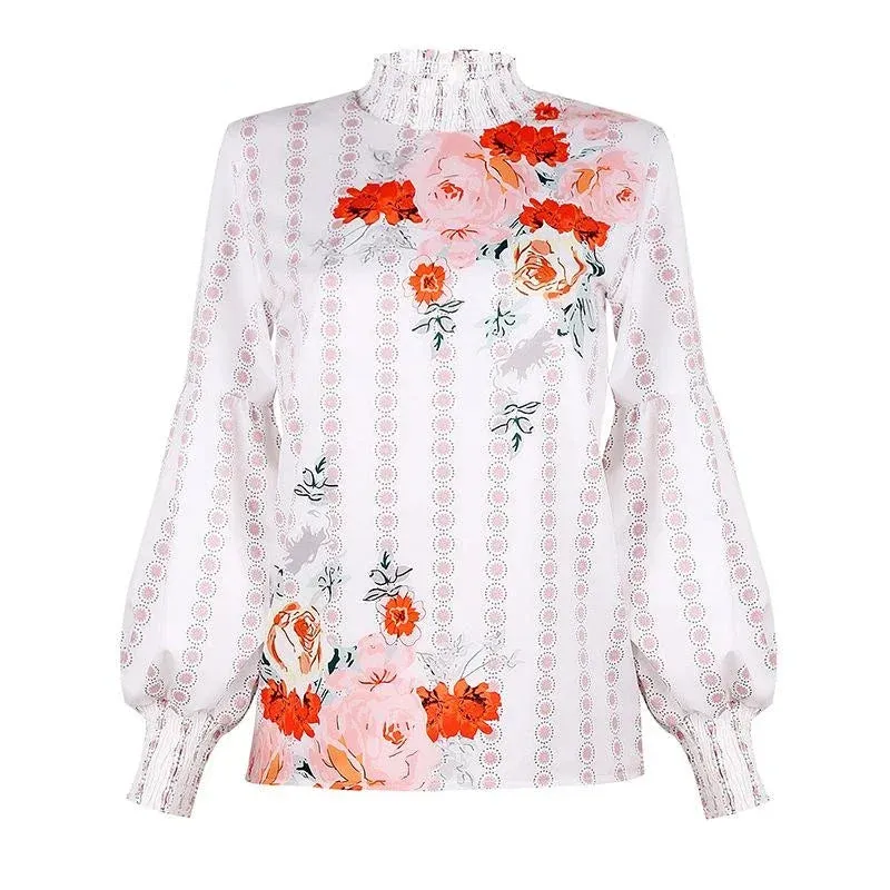 Printed Floral Korean Office Lady Blusas Blouse