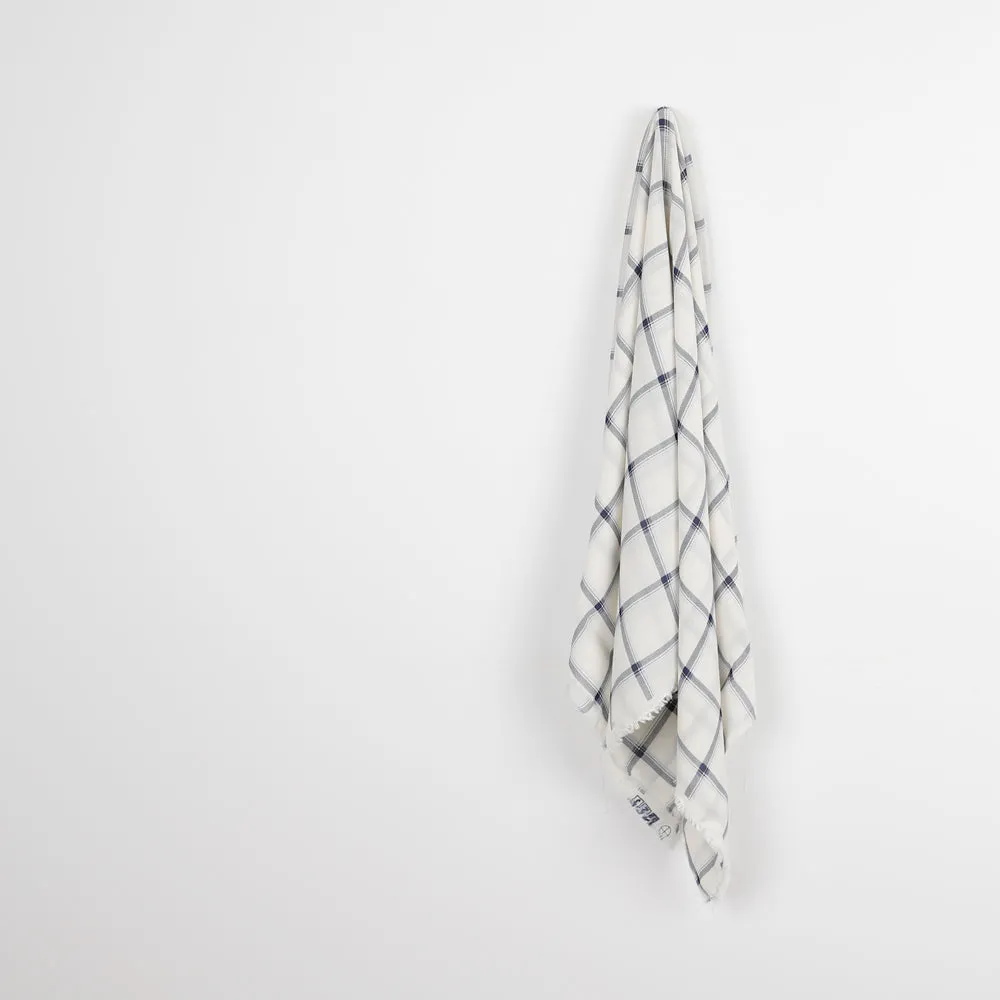 Printed Twill Check Viscose Georgette - Ivory