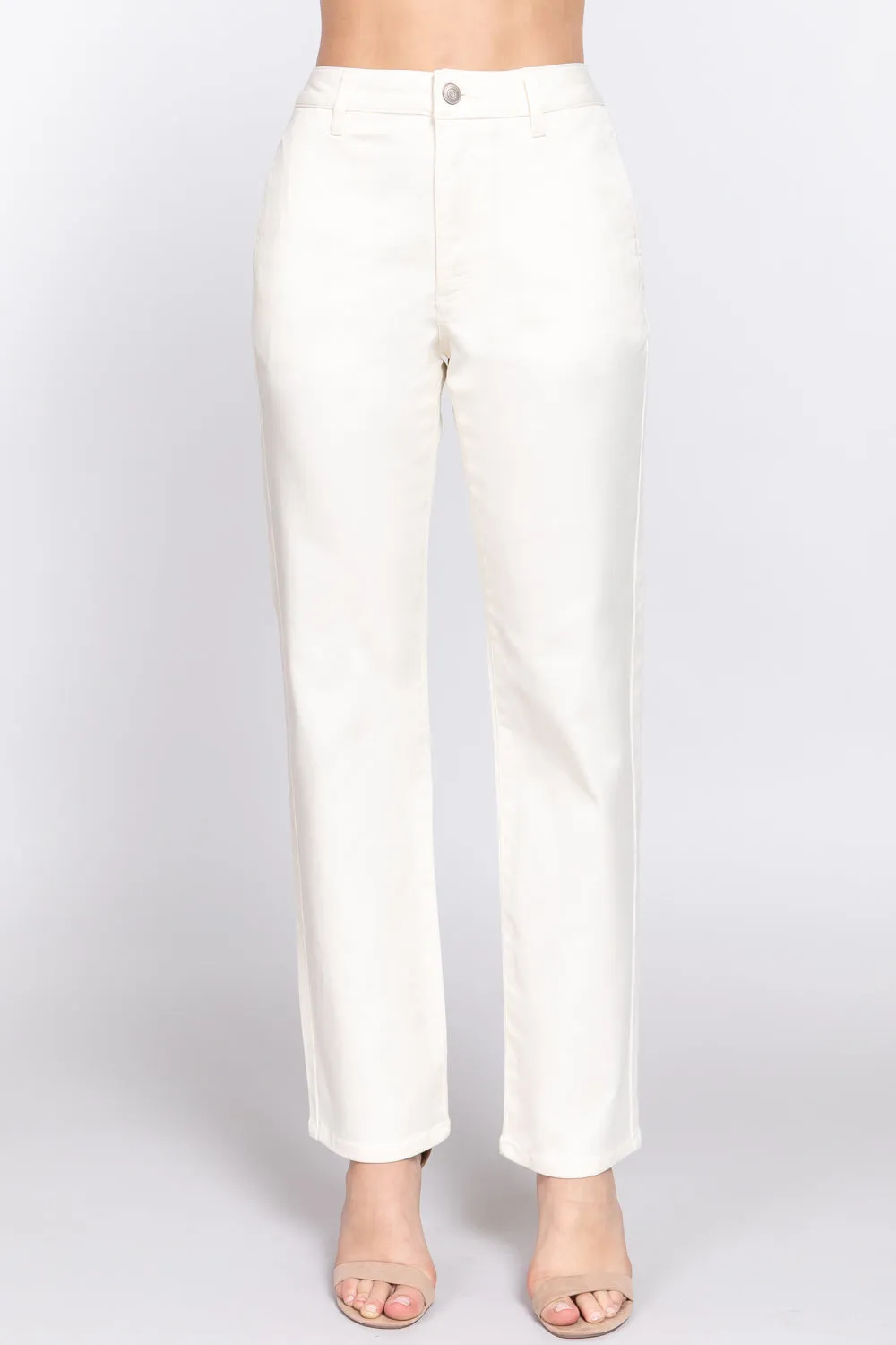 Solid Straight Fit Classic Twill Long Pants