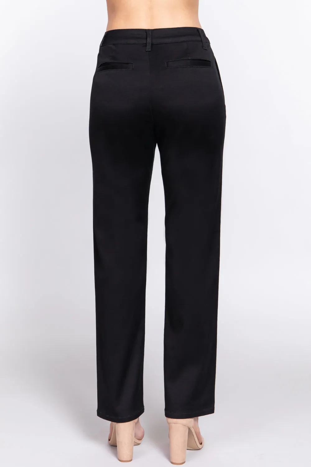 Solid Straight Fit Classic Twill Long Pants