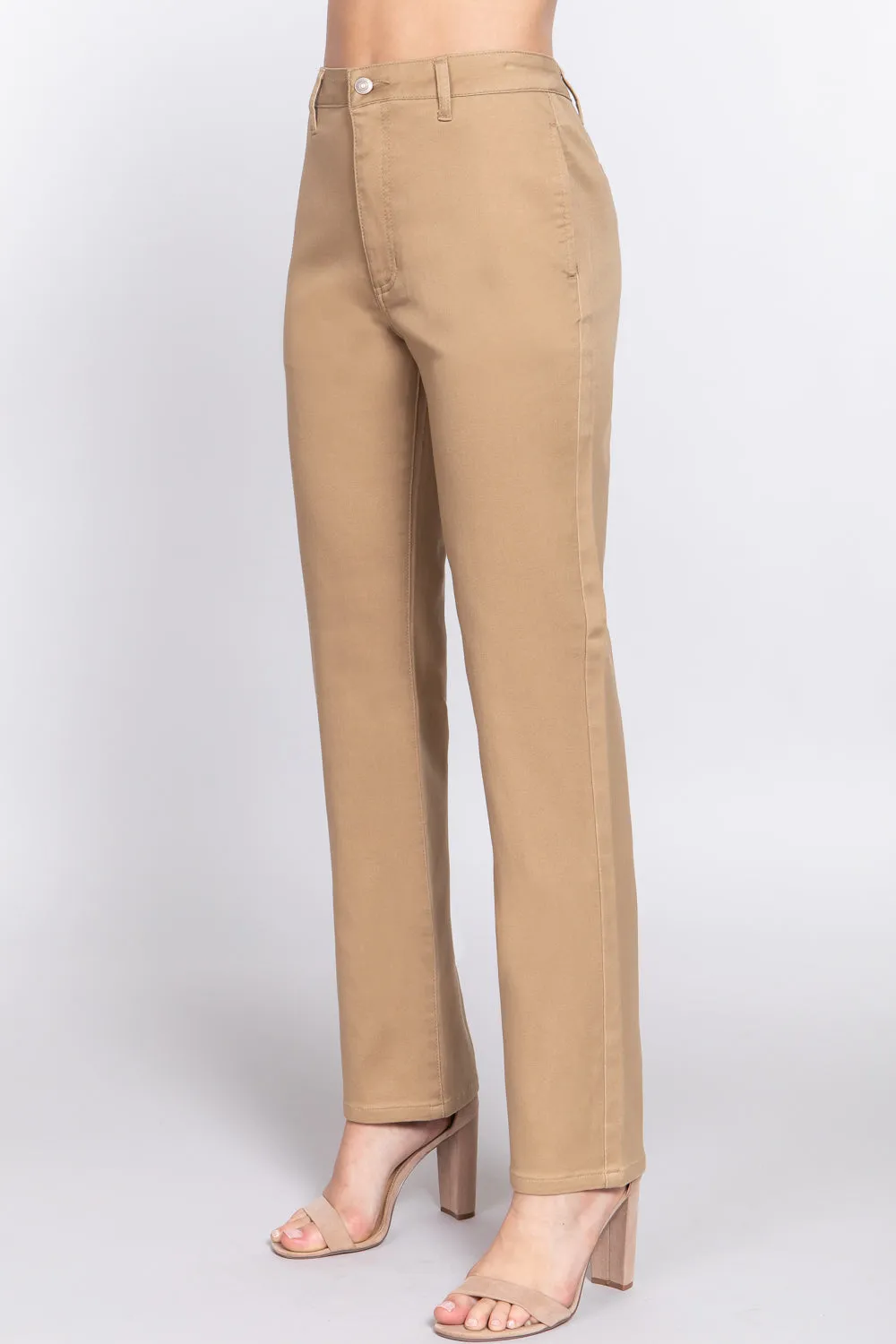 Solid Straight Fit Classic Twill Long Pants