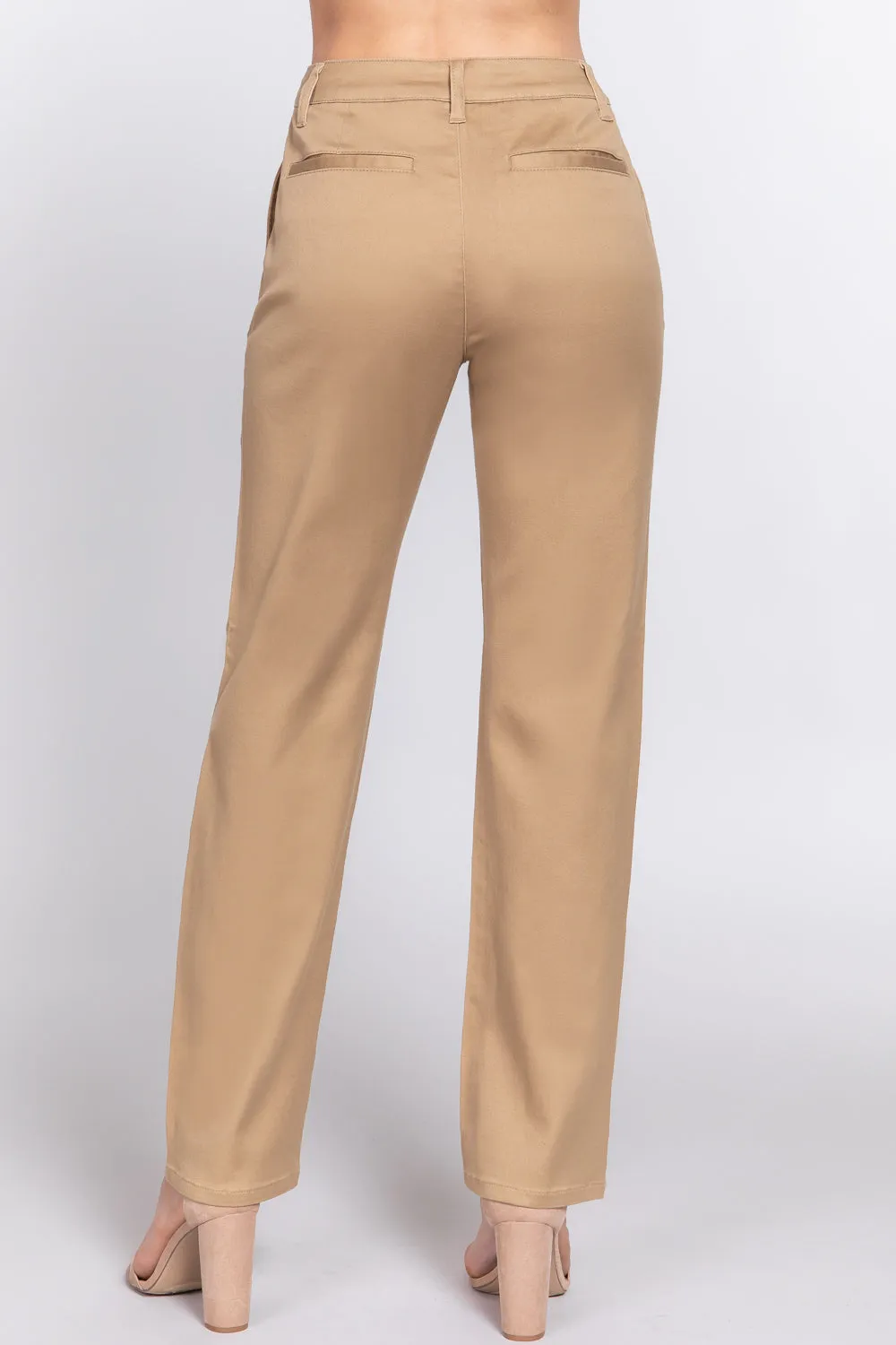 Solid Straight Fit Classic Twill Long Pants