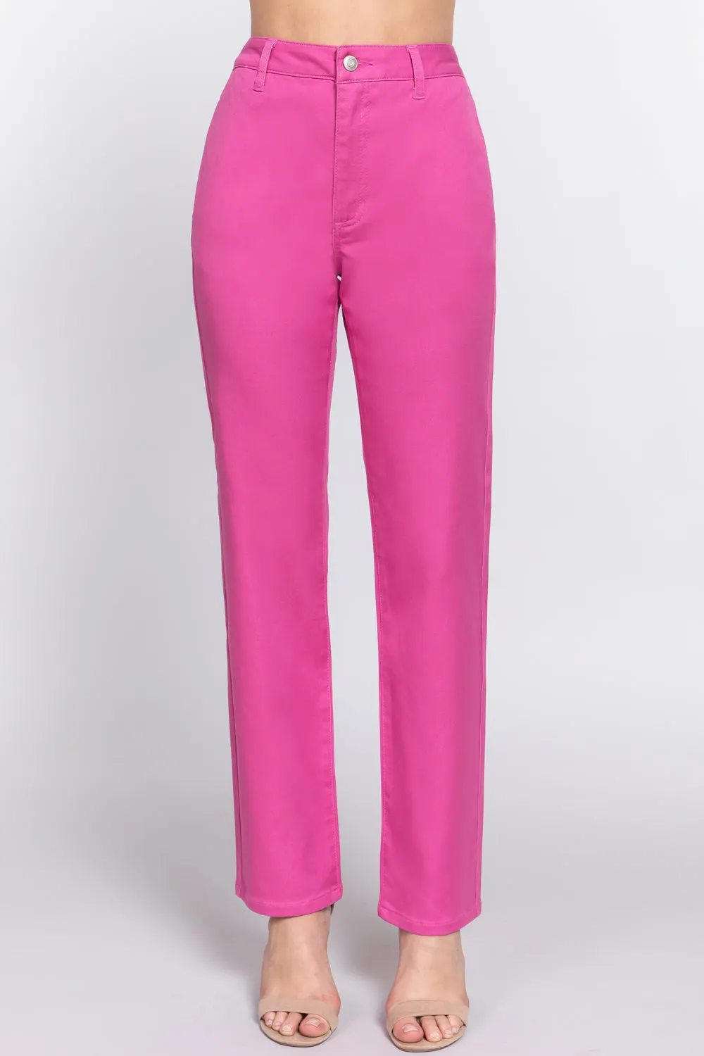 Solid Straight Fit Classic Twill Long Pants