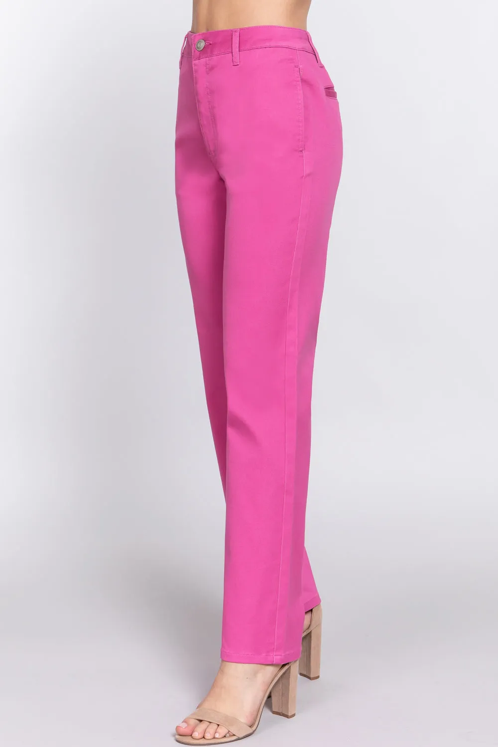 Solid Straight Fit Classic Twill Long Pants