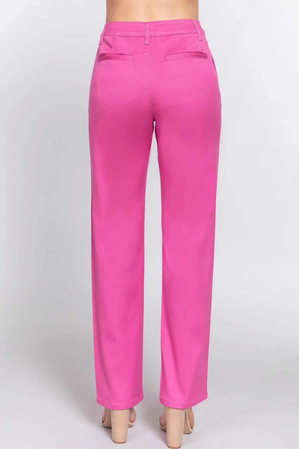 Solid Straight Fit Classic Twill Long Pants