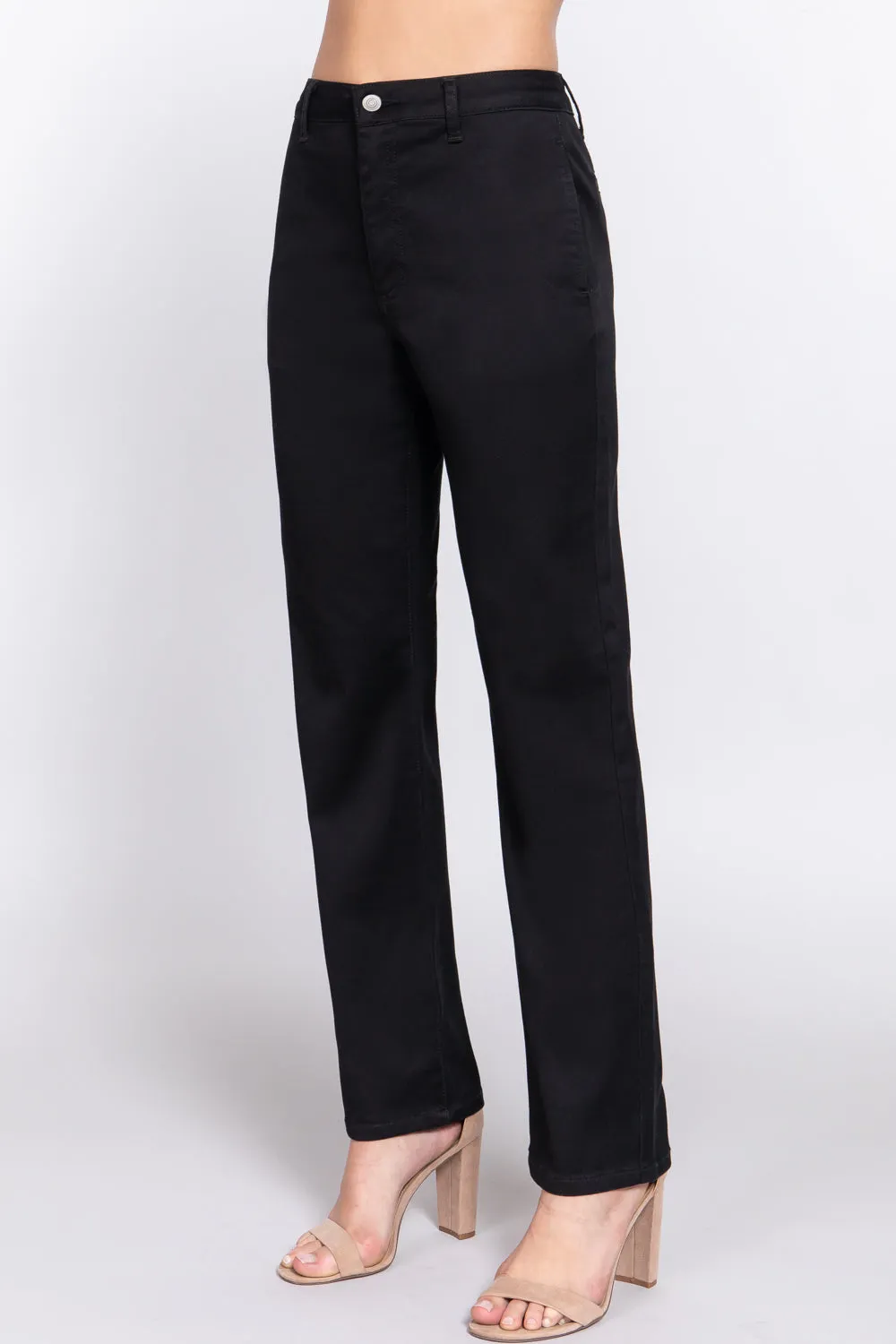 Solid Straight Fit Classic Twill Long Pants