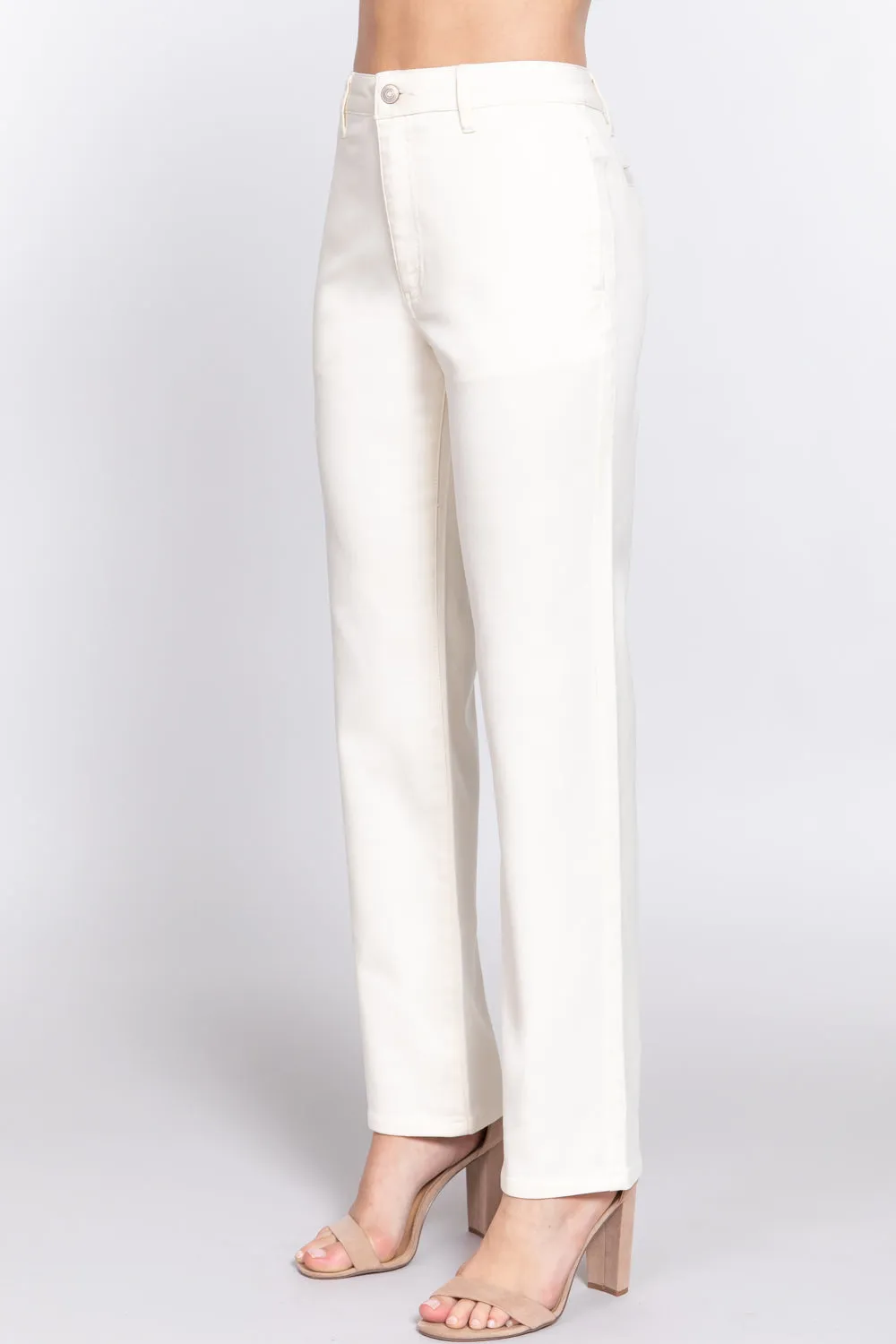 Solid Straight Fit Classic Twill Long Pants