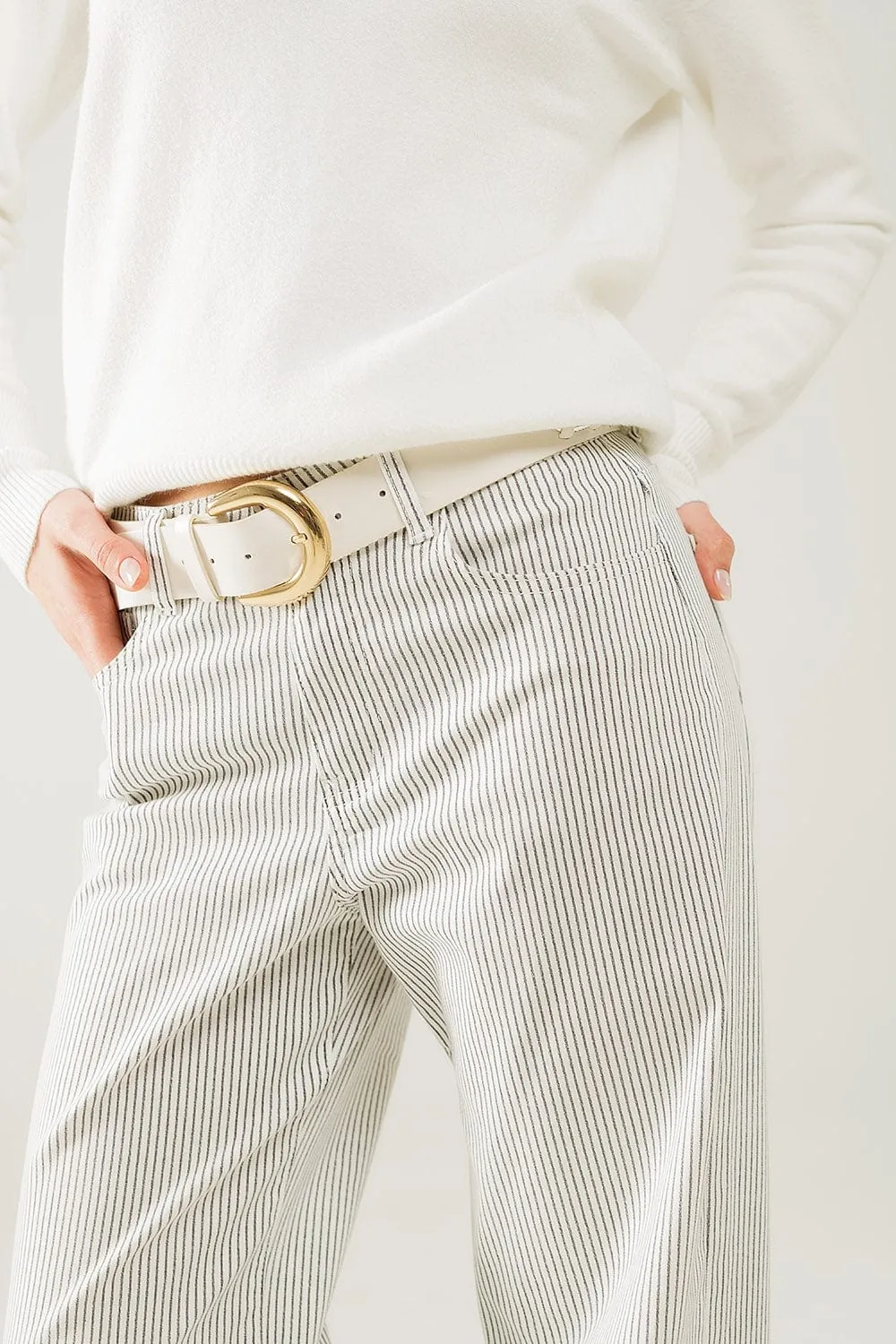 Striped Pants With A Straight Leg In A Stretch Fabric