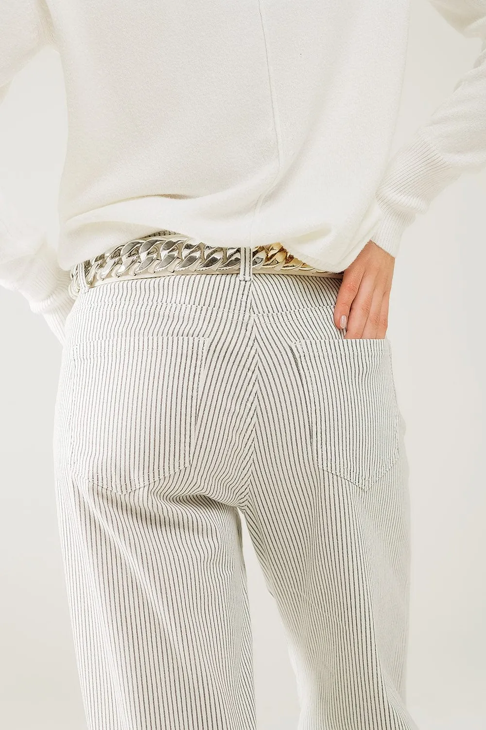 Striped Pants With A Straight Leg In A Stretch Fabric