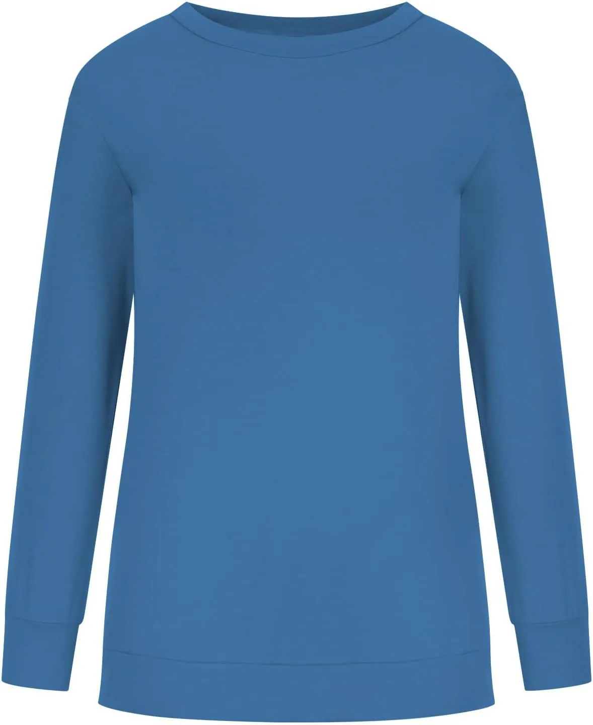 Sweater for Women Round Neck Long Sleeve Sweatshirt Casual Loose Fit Solid Colour Trendy Fall Pullover Tops 2024