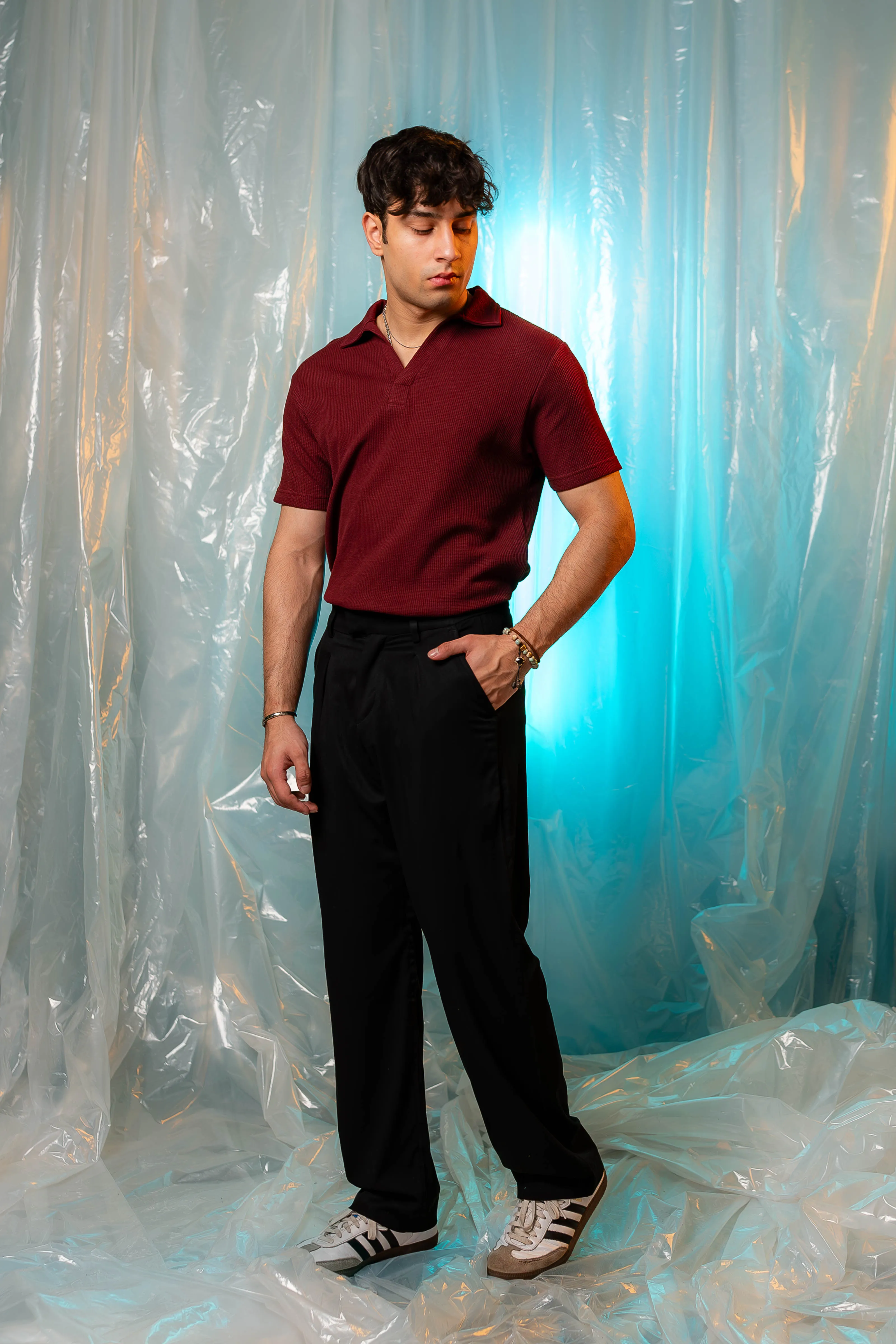 Tailored Pleated Pants in Black