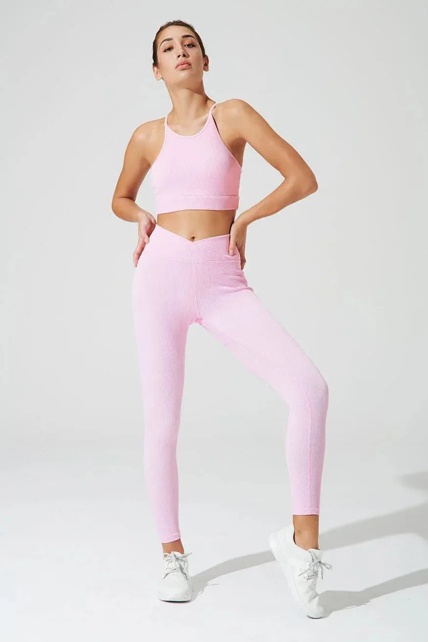 V Waist Ribbed Legging - Gilly Pink