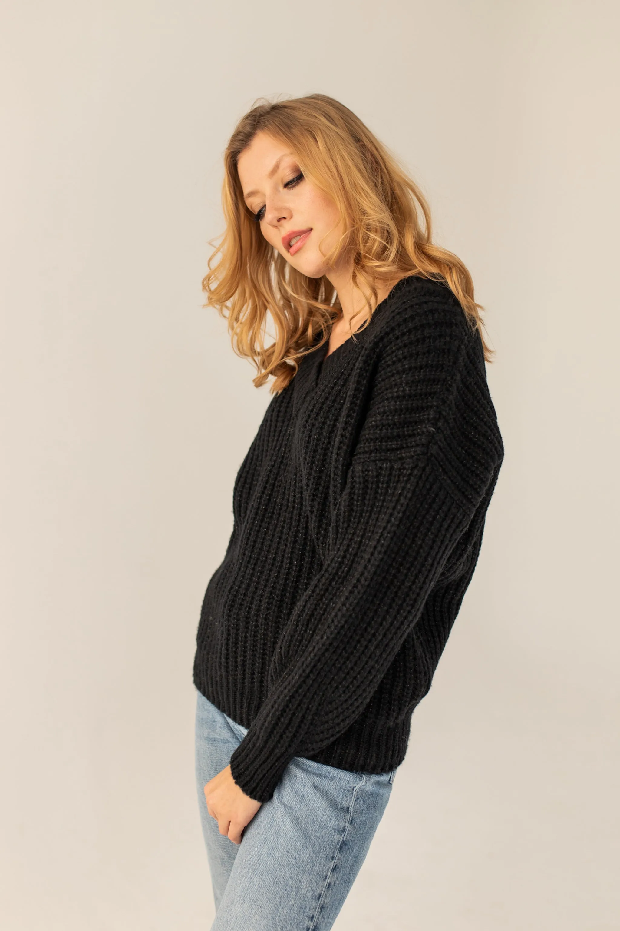 Victoria Merino Wool Sweater - Black