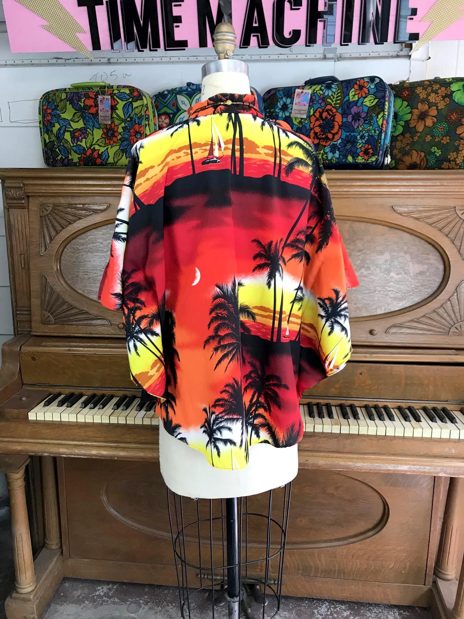 Vintage 70s | Hawaiian Hippie Boho Dashiki Shirt Top Blouse Poncho | Free Size