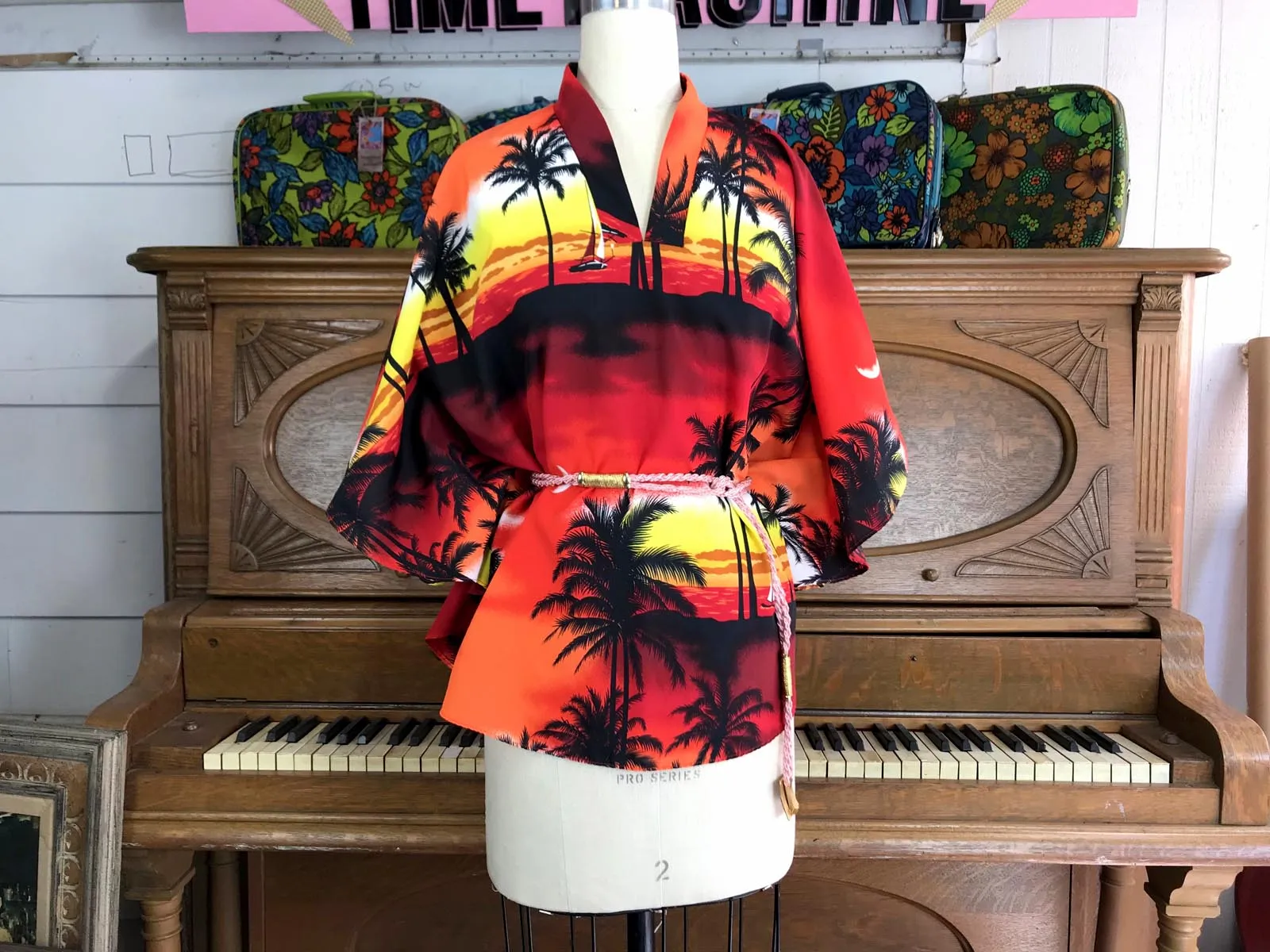 Vintage 70s | Hawaiian Hippie Boho Dashiki Shirt Top Blouse Poncho | Free Size