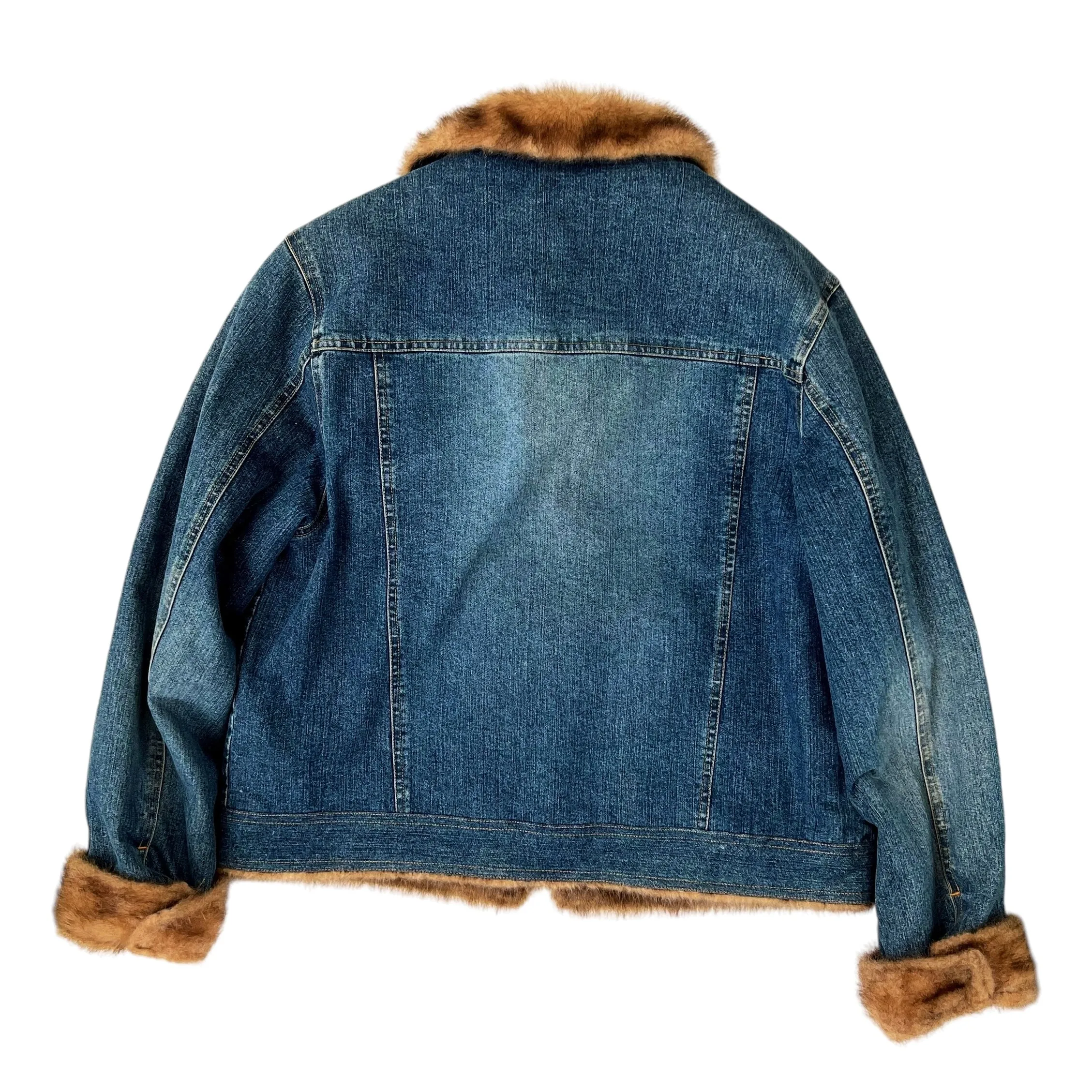 Vintage Faux Fur Denim Jacket (M)