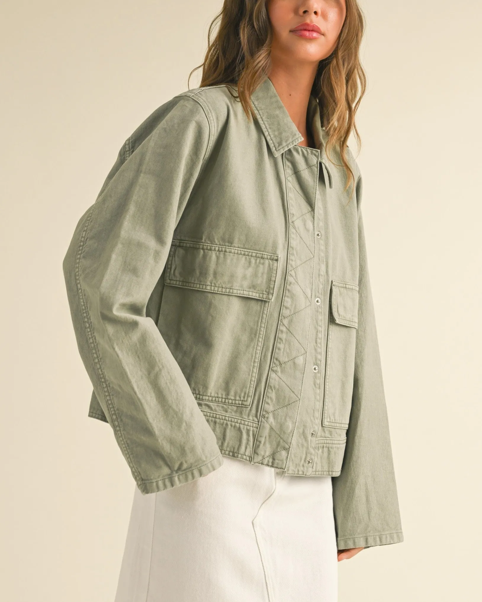 Washed Cotton Jacket - Sage