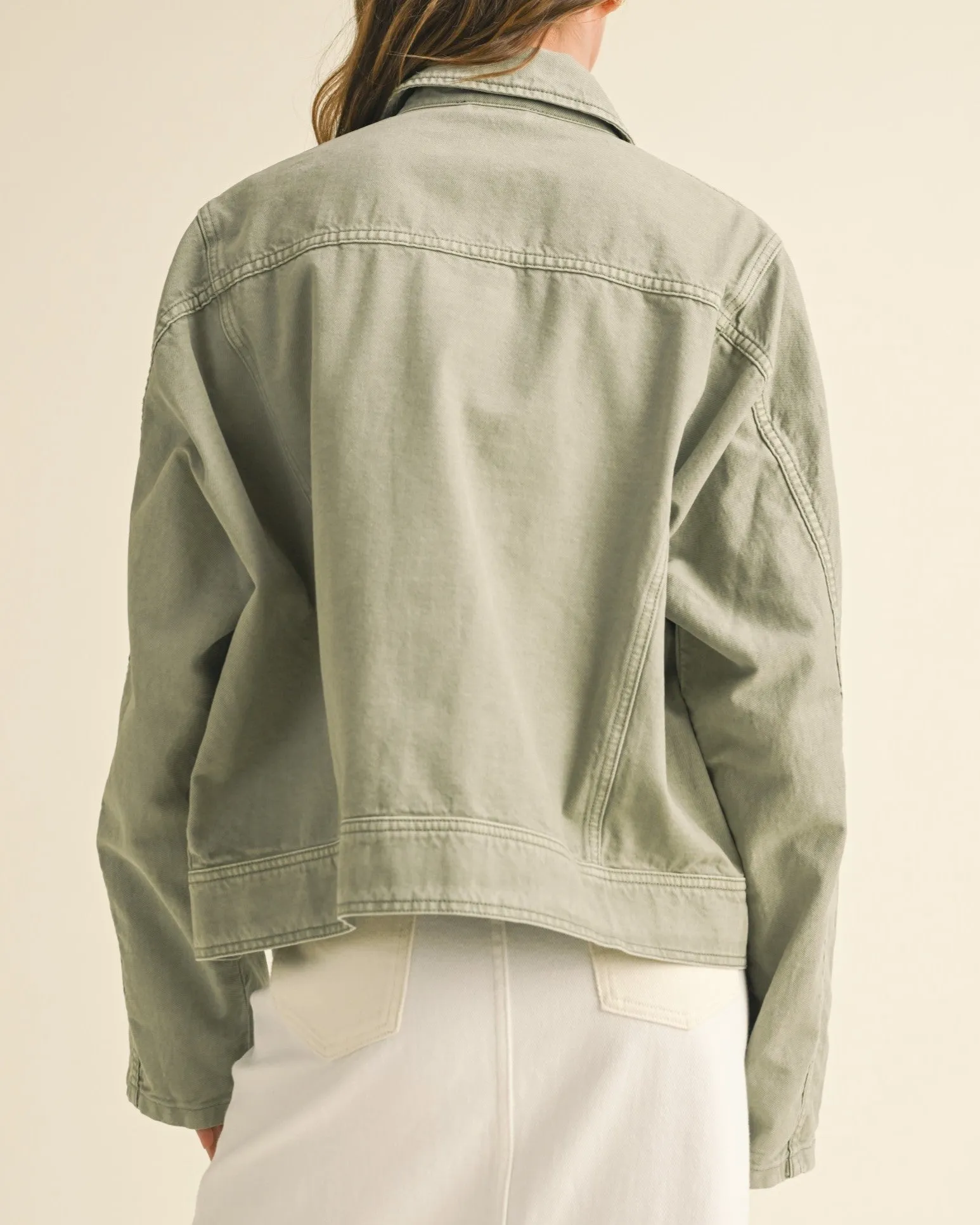 Washed Cotton Jacket - Sage