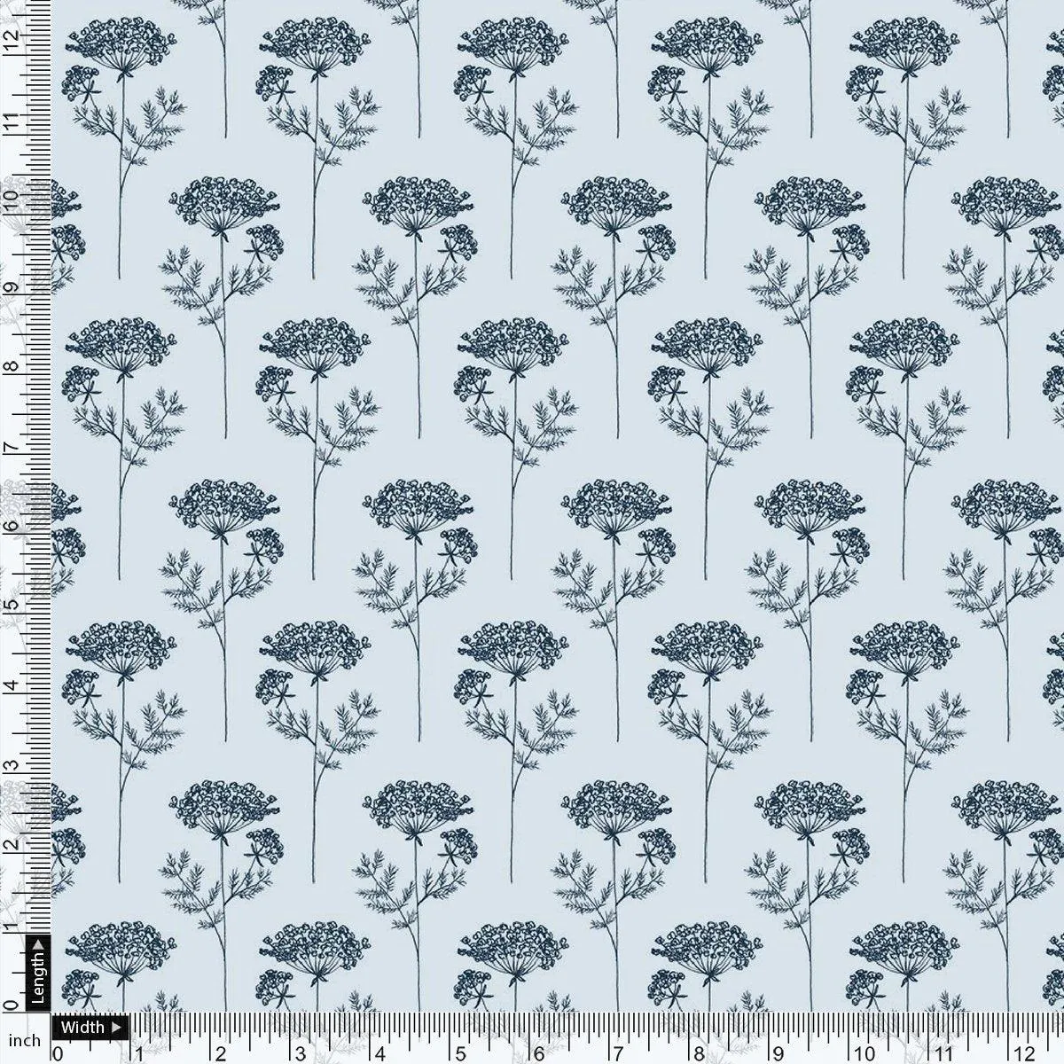 Winter Icy Flower Digital Printed Fabric  - Weightless