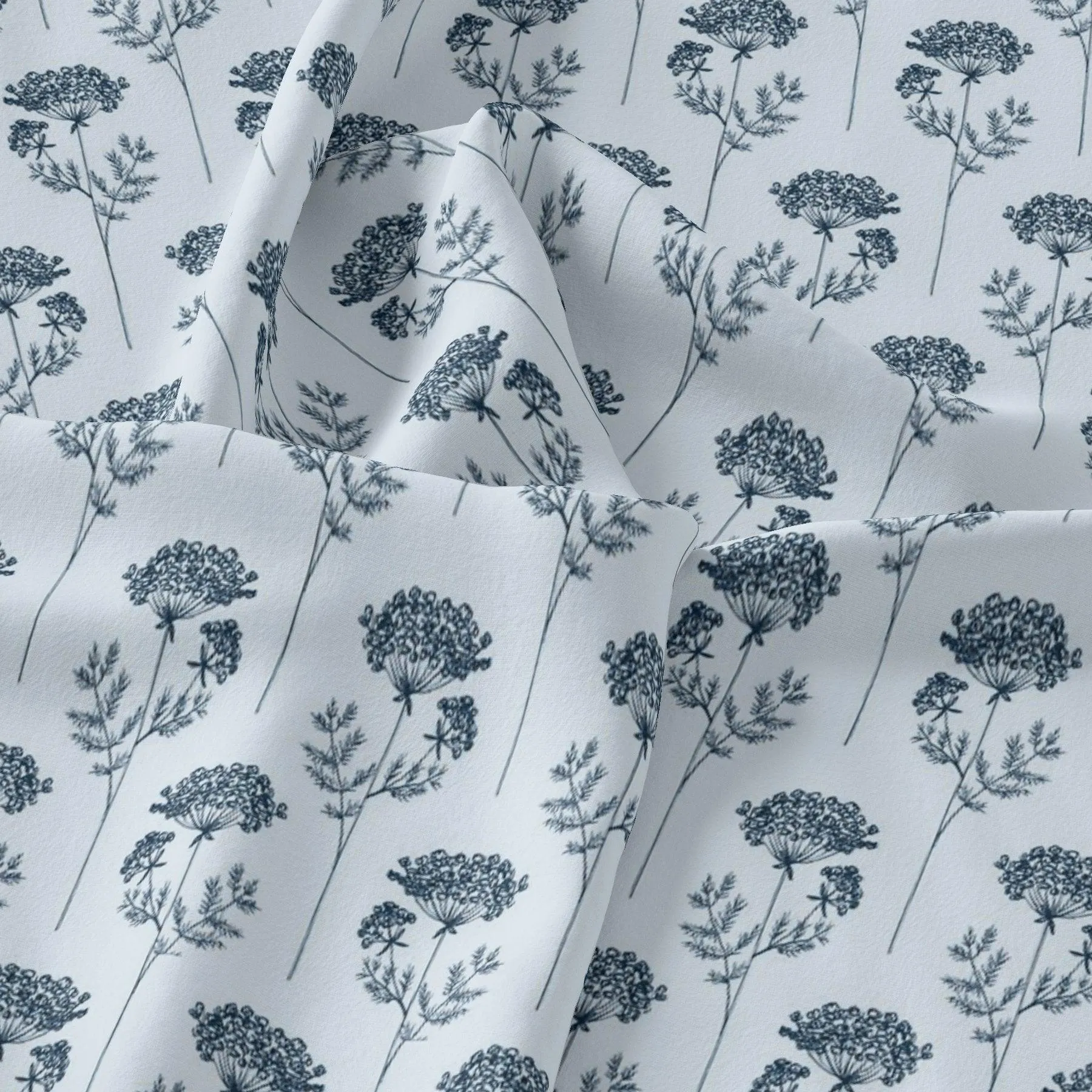 Winter Icy Flower Digital Printed Fabric  - Weightless