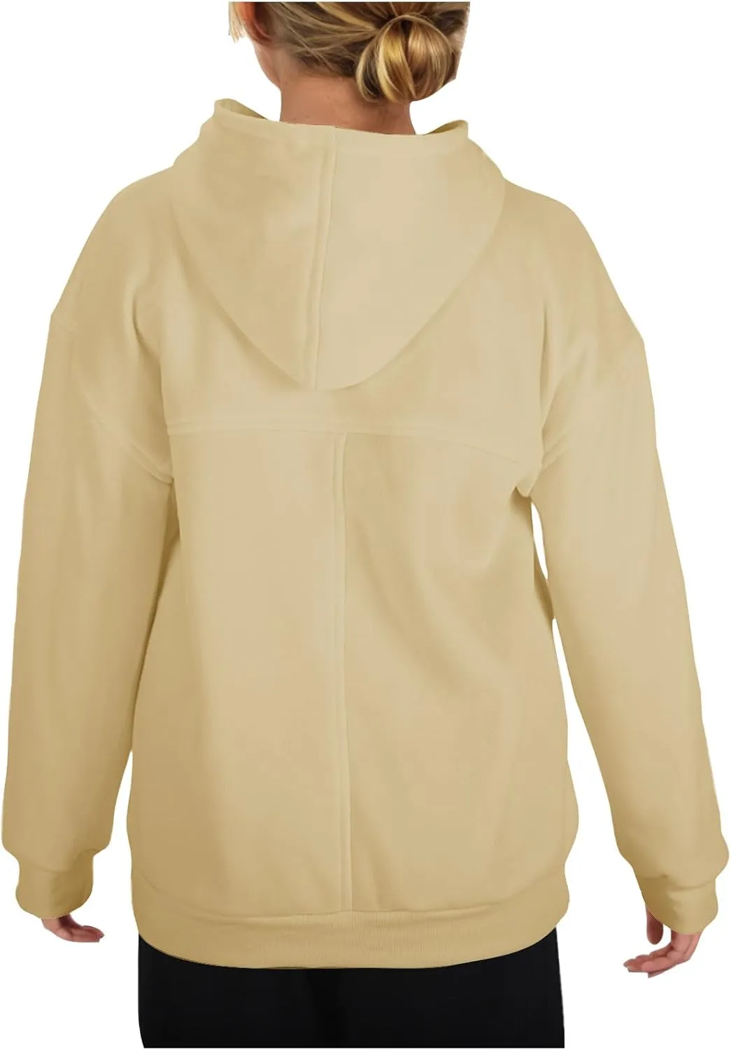 Women's 2024 Casual Hooded Sweatshirts Long Sleeve Solid Oversized Hoodies Loose Cozy Basic Fall Winter Pullover Tops