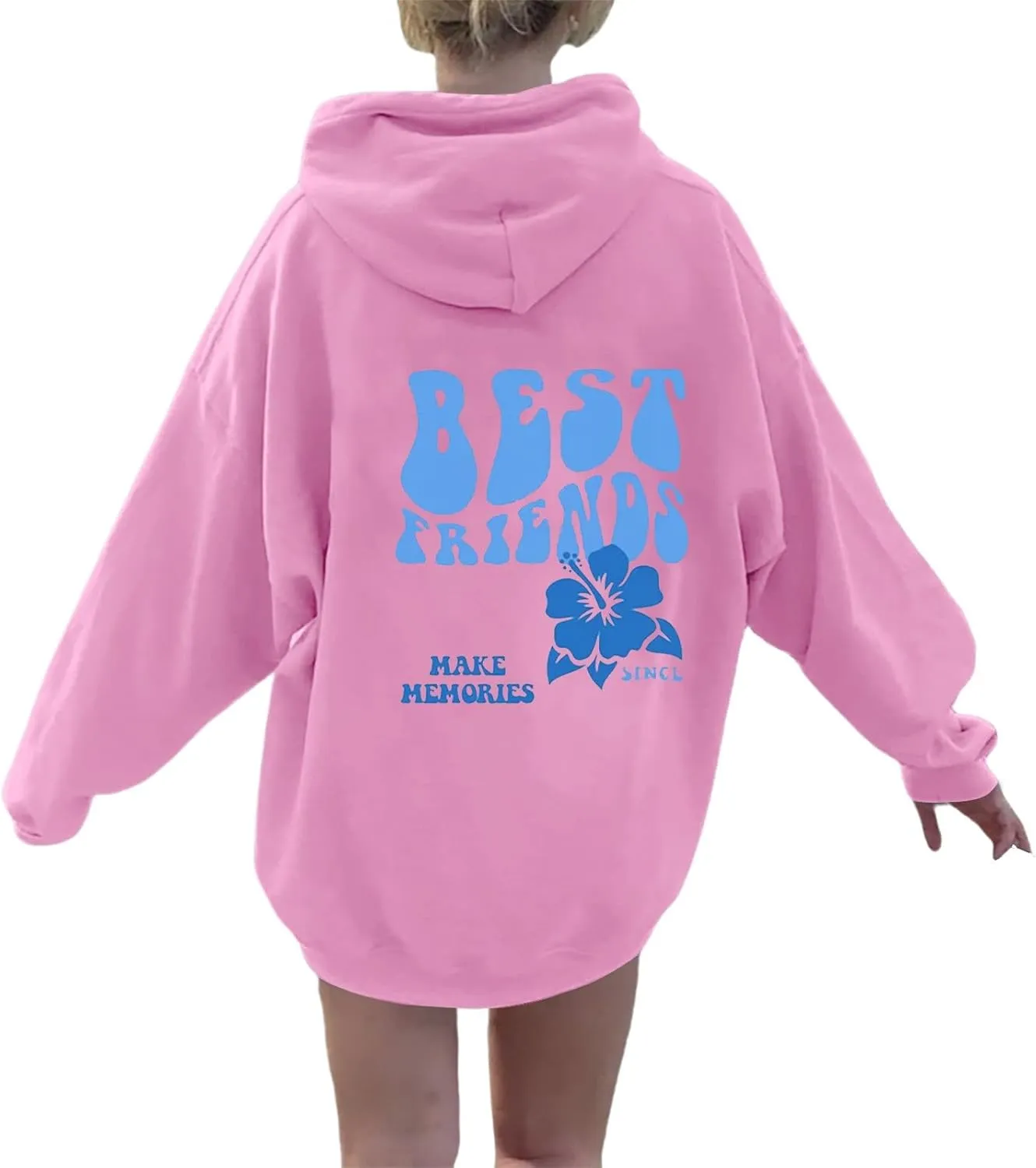 Womens Cute Hoodies Pink Hoodie Long Sleeve Oversized Letter Print Graphic Sweatshirts Teen Girl Y2K Preppy Clothes
