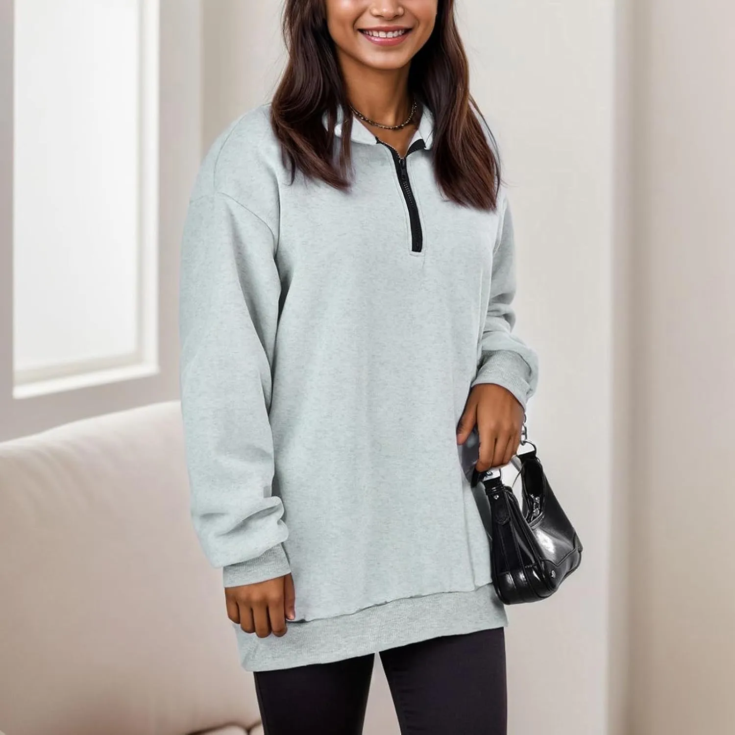 Womens Oversized Sweatshirts Half Zip Pullover Long Sleeve Fall Tops Fashion 2023 Y2k Quarter Zipper Shirt Blouse