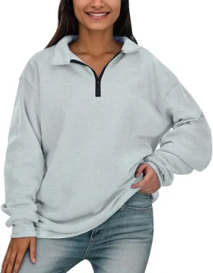 Womens Oversized Sweatshirts Half Zip Pullover Long Sleeve Fall Tops Fashion 2023 Y2k Quarter Zipper Shirt Blouse