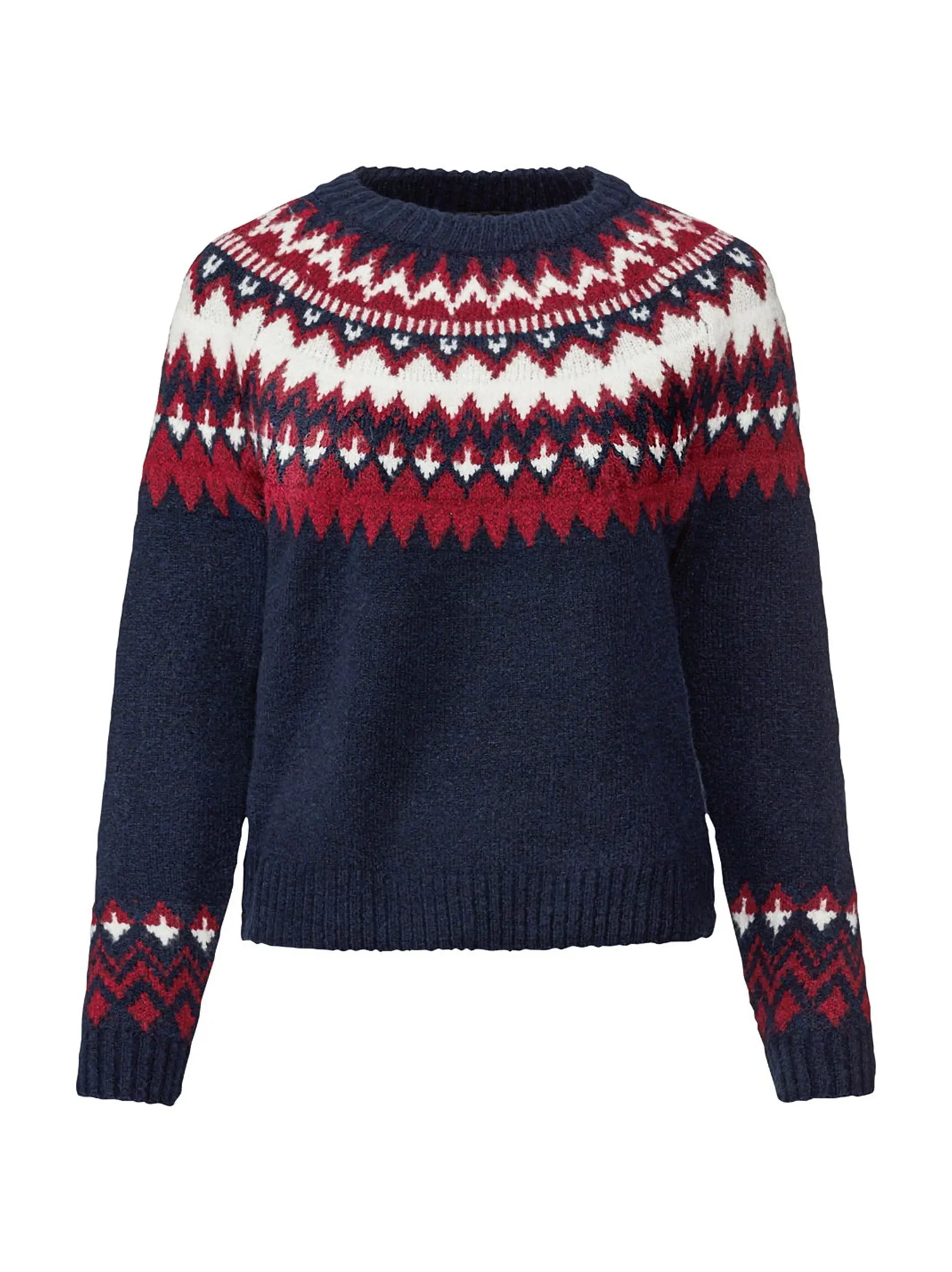 Women's Printed Knitted Sweater,Navy