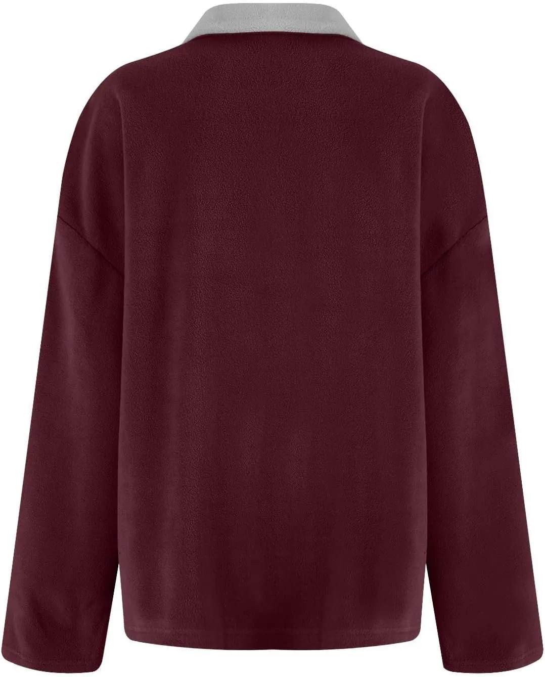 ZWRXW Women's Oversized Half Zip Sweatshirts Color Block Long Sleeve Lapel Pullover Casual Loose Fit Tops Fall Winter Clothes